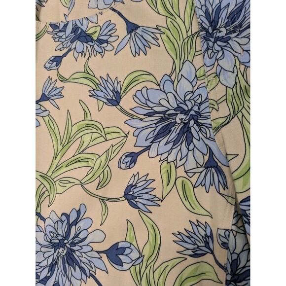 High Sierra Ivory And Blue Floral Flat Front Lightweight Cotton Pants sz 6 - Picture 6 of 7